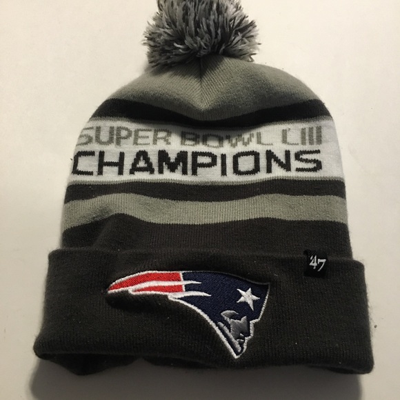 patriots super bowl knit hat